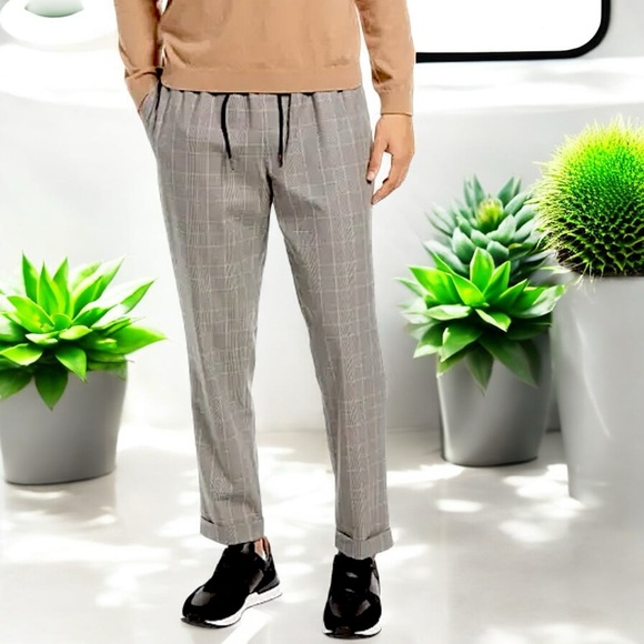 H&M Men’s Plaid Slim Fit Pull On Cuffed Pants - Picture 2 of 16